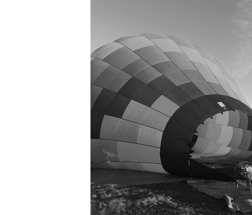 black and white hot air balloon